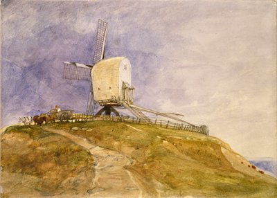 A Windmill on a Hill at Eye, Suffolk, finlandès de principis del segle XIX tekijältä John Sell Cotman