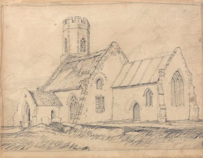 Bramptonin kirkko, Norfolk, kaakosta katsottuna tekijältä John Sell Cotman