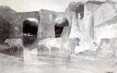 Nauta joessa (kynä & muste ja pesu) paperille tekijältä John Sell Cotman
