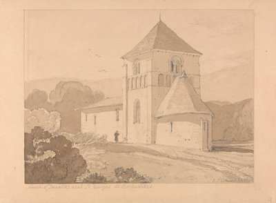 Yainvillen kirkko, lähellä Saint Georges de Boschervilleä, Normandiassa tekijältä John Sell Cotman
