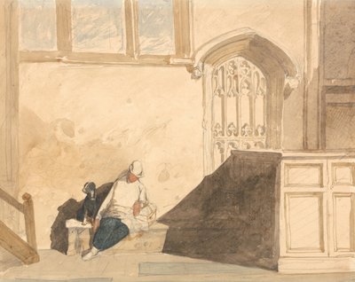Nukkuva juoksupoika kirkossa tekijältä John Sell Cotman