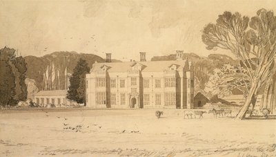 Felbrigg Hall, Norfolk, 1818 (kynä ja harmaa pesu paperille) tekijältä John Sell Cotman