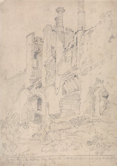 Framlinghamin linna, Suffolk: Osa raunioituneesta sisätilasta tekijältä John Sell Cotman