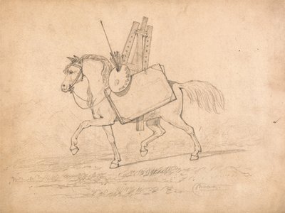 Hevonen täynnä taiteilijan tarvikkeita tekijältä John Sell Cotman