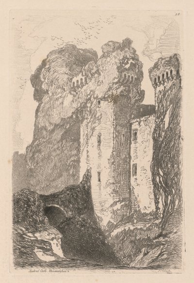 Liber Studiorum: Plate 24, Ragland Castle, Monmouthshire tekijältä John Sell Cotman