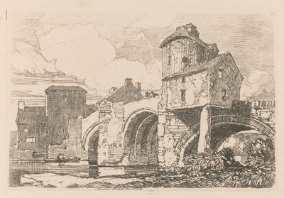 Liber Studiorum: Plate 26, Monnow Bridge, Monmouthshire tekijältä John Sell Cotman
