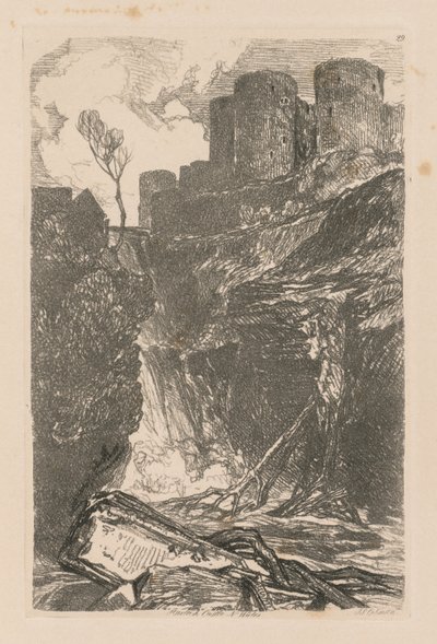 Liber Studiorum: Plate 29, Harlech Castle, N. Wales, 1838 tekijältä John Sell Cotman