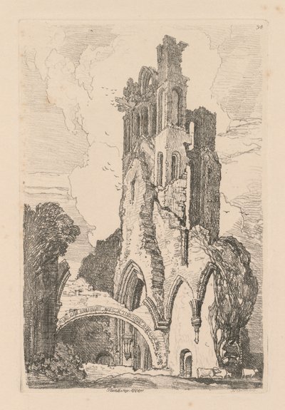 Liber Studiorum: Plate 34, Llanathony Abbey, Monmouthshire, 1838 tekijältä John Sell Cotman