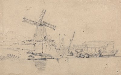 Joki ja tuulimylly tekijältä John Sell Cotman