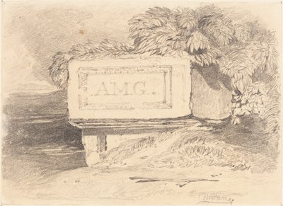 Ruined Tomb, johon on kirjoitettu "A.M.G." tekijältä John Sell Cotman