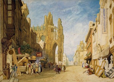 Katukuvaus Alenconissa, Normandiassa, 1828 tekijältä John Sell Cotman