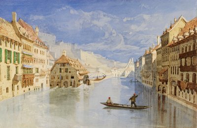 Namurin yläpuolella sijaitseva linnoitus Belgiassa Sambrejoelta nähtynä tekijältä John Sell Cotman
