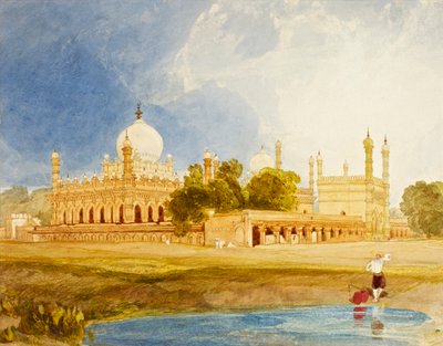 Hyder Ali Khanin palatsi, Rajah of Mysore, n. 1825 (wc ja kynä kortilla) tekijältä John Sell Cotman