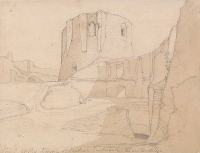 Näkymä Chateau Gaillardin Donjonille, lähellä Andelysiä Normandiassa tekijältä John Sell Cotman