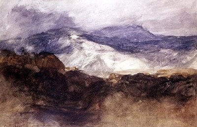 Walesin vuoret (akvarelli paperille) tekijältä John Sell Cotman