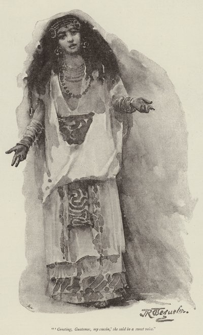 Montezuman tytär, kirjoittanut H Rider Haggard. tekijältä John Seymour Lucas