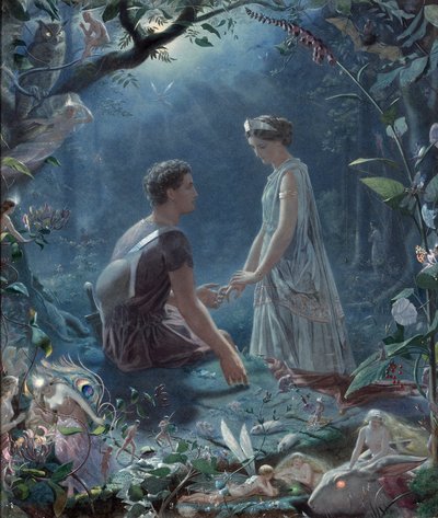 Kesäyön uni, Lysander ja Hermia - Hermia ja Lysander, Kesäyön uni - kirjoittanut John Simmons (1823-1876) tekijältä John Simmons