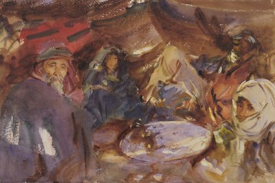 Arabialaiset mustalaiset teltassa, 1905-06 (wc korotettu valkoisella paperilla) tekijältä John Singer Sargent