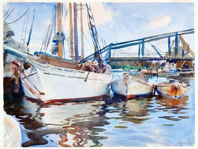 Boats at Anchor, 1917 (wc grafiitin päällä paperilla) tekijältä John Singer Sargent