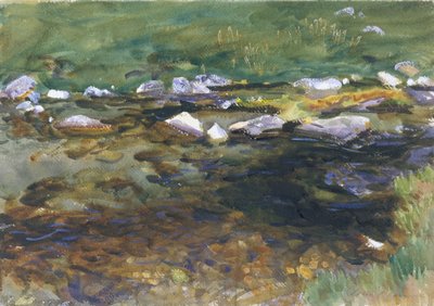Puro ja niitty, noin 1907 (wc, guassi ja grafiitti valkoiselle paperiarkille). tekijältä John Singer Sargent