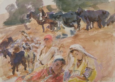 Vuohipaimenet (wc paperilla) tekijältä John Singer Sargent
