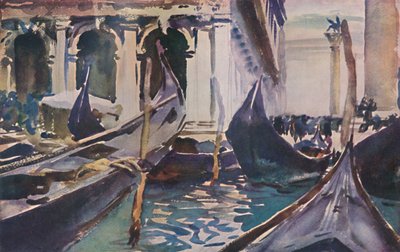 Piazzettan gondolit, c1904, 1925. tekijältä John Singer Sargent