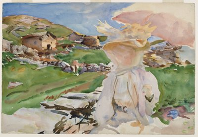 Simplon Passissa, 1909 (läpinäkyvä wc ja kosketus läpinäkymätöntä wc:tä ja vahaa resistillä grafiitilla) tekijältä John Singer Sargent