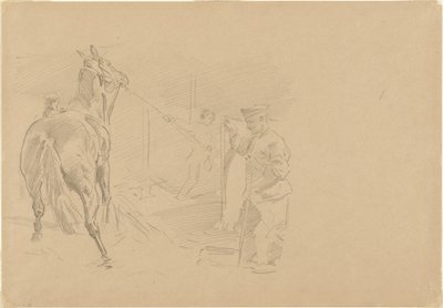 Mies vetää hevosta talliin, 1918. tekijältä John Singer Sargent