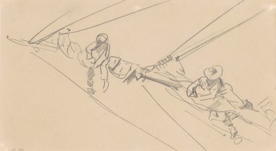 Men on a Spar, n. 1876 (grafiitti kudottupaperille) tekijältä John Singer Sargent