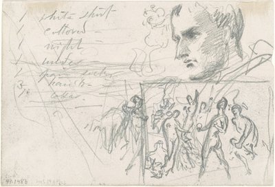 Napoleonin pää ja Pariisin tuomio [verso] tekijältä John Singer Sargent