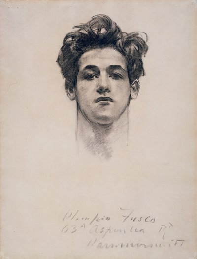 Olimpio Fusco, n. 1900-10 (hiili ja kanto paperilla) tekijältä John Singer Sargent