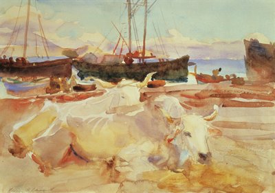 Härät Baian rannalla, n. 1908 (wc paperilla) tekijältä John Singer Sargent