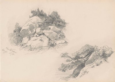 Rocks and Brush, Hintersee, Saksa, 1871 (grafiitti wover-paperille) tekijältä John Singer Sargent