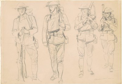 Tutkimuksia sotaan pääsemiseksi [recto], 1918. tekijältä John Singer Sargent