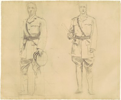 Kenraalien Plumerin ja Haigin tutkimukset ensimmäisen maailmansodan kenraaleille [recto], 1920-1922. tekijältä John Singer Sargent