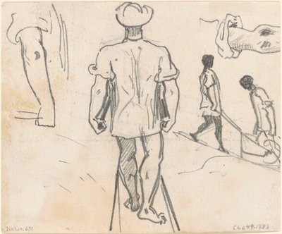 Tutkimuksia talonpoikaista kottikärryillä [verso], 1870-1872. tekijältä John Singer Sargent