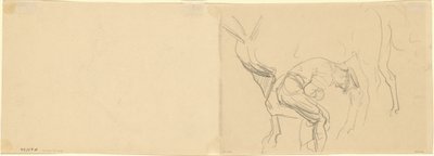 Tutkimus Golgatan hevosten kengittämisestä edessä [verso], 1918. tekijältä John Singer Sargent