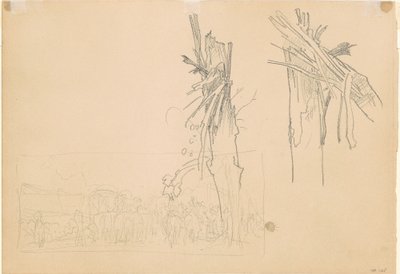 Two Shattered Trees, ja Study for The Road [verso], 1918. tekijältä John Singer Sargent