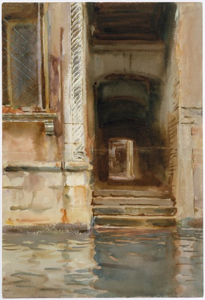 Venetsialainen käytävä, noin 1905 (wc, guassi ja grafiitti valkoiselle paperiraidalle). tekijältä John Singer Sargent