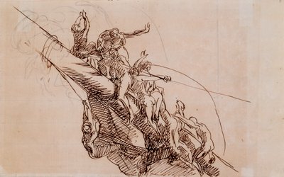 Figuurit tarttuvat hylkyyn, n. 1785-86 (ruskea muste beigelle paperille) tekijältä John Singleton Copley