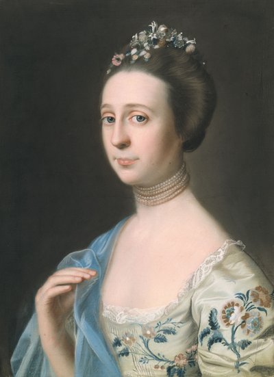 Rouva Henry Hill (Anna Barrett), n. 1765-1770 (pastelliväri paperille liinalle kiinnitettynä) tekijältä John Singleton Copley