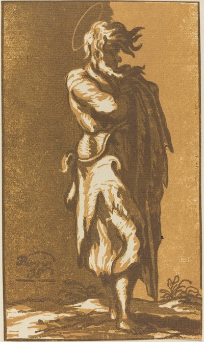 Mies Saint seisoo kädet ristissä, kasvot oikealle tekijältä John Skippe after Parmigianino