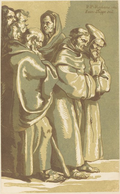 Ryhmä munkkeja ja nainen tekijältä John Skippe after Sir Peter Paul Rubens