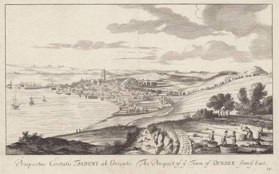 Kuva Dundee, Angus, Skotlanti, piirretty vuonna 1693 tekijältä John Slezer