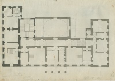 Chillington Hall: kynä- ja kynäpiirustus, nd [1789] (piirustus) tekijältä John Soane