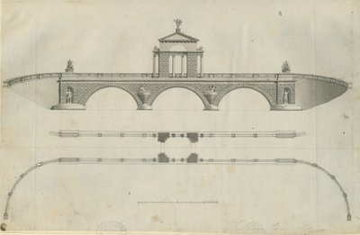 Chillington Park - Ehdotettu silta: seepiapiirros, nd [1789] (painettu) tekijältä John Soane
