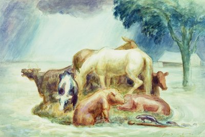 Sanctuary, noin 1936 (vesiväri paperille). tekijältä John Steuart Curry