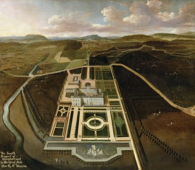 South Prospect of Hampton Court, Herefordshire, n. 1705 tekijältä John Stevens