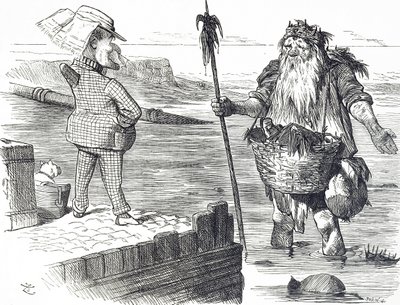 Sarjakuva kommentoi Thames-joen saastumista Lontoossa tekijältä John Tenniel