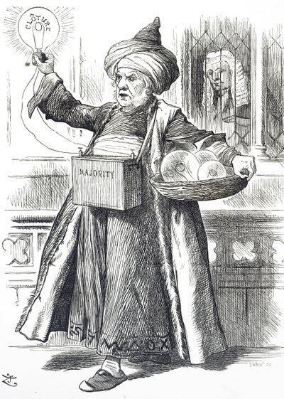 Sarjakuva, joka esittää William Ewart Gladstonea Aladdinina tekijältä John Tenniel
